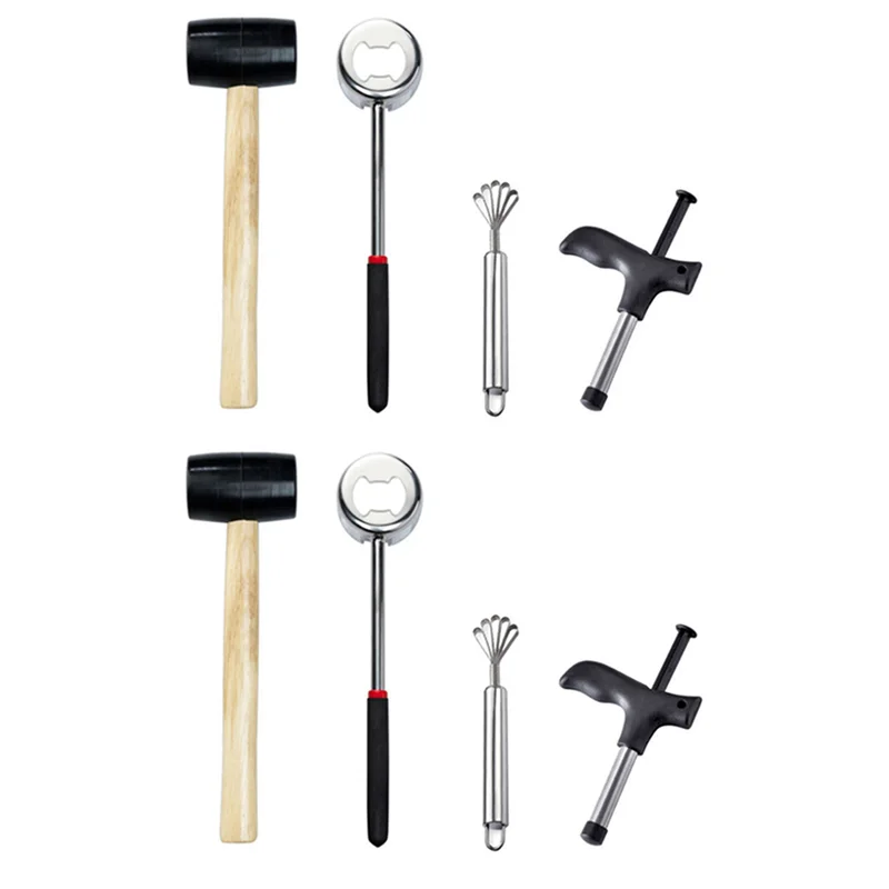 

AB35-8Pcs Coconut Opener Tool Stainless Steel Coconut Opener Driller Cut Hole Tool Fruit Openers Tools Durable