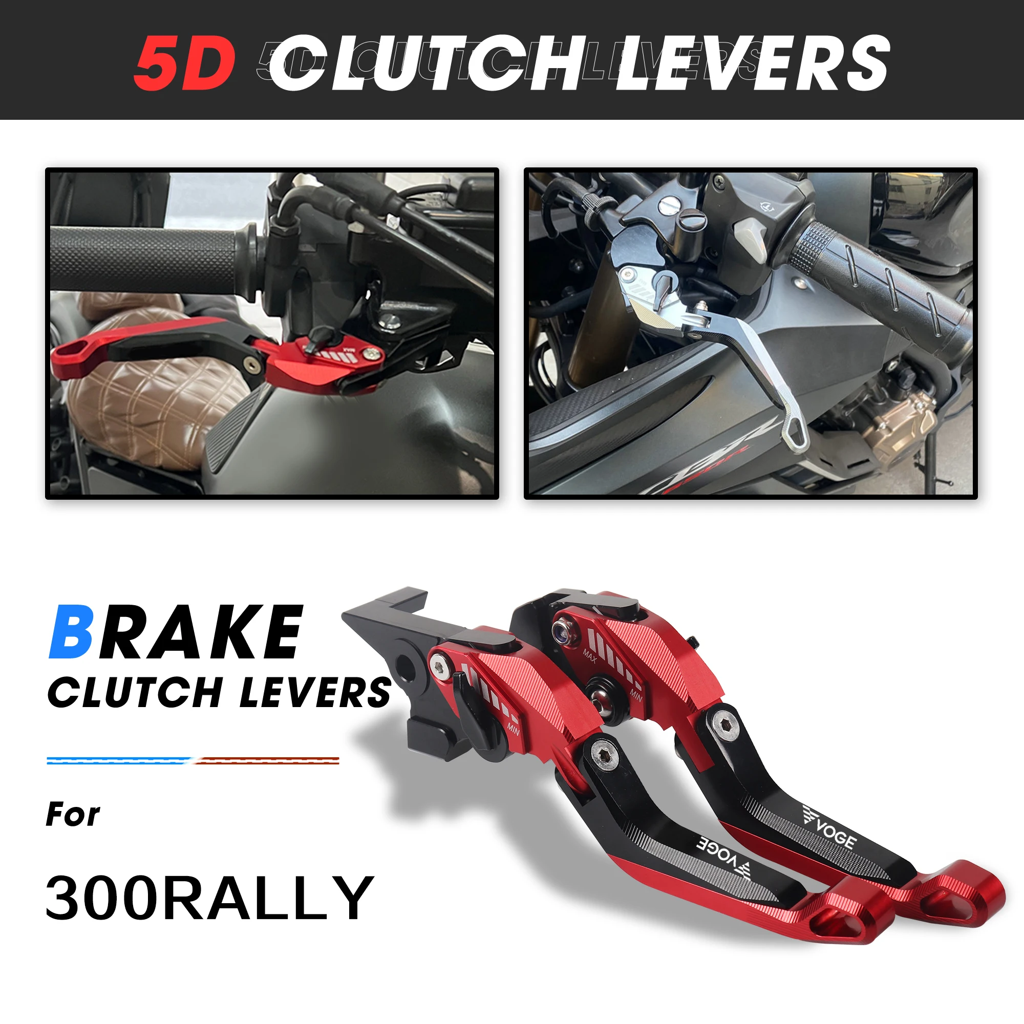 Motorcycle CNC Aluminum Brake Clutch Levers Adjustable Folding Logo VOGE For Loncin VOGE 300 RALLY 300 300RALLY 300GY