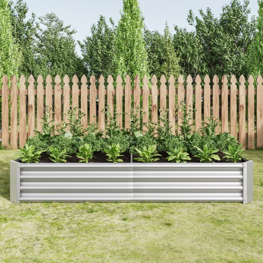 

Raised Garden Bed Outdoor 6×3×1ft Metal Raised Rectangle Planter Beds for Plants Vegetables and Flowers Silver