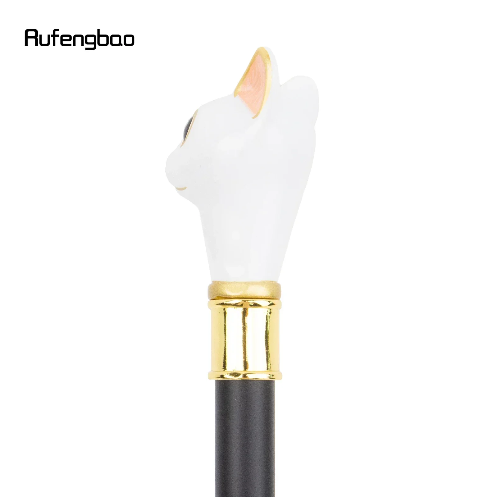 White Golden Cat Gentleman Kitten Walking Cane Fashion Walking Stick Gentleman CrosierSteampunk & Everyday Use 93cm