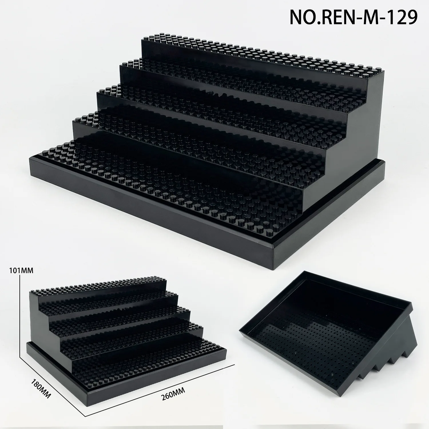 5-level Integrated Display Box with Large Base and Small Particles Assembled Building Blocks and Doll Storage Ornaments Rack
