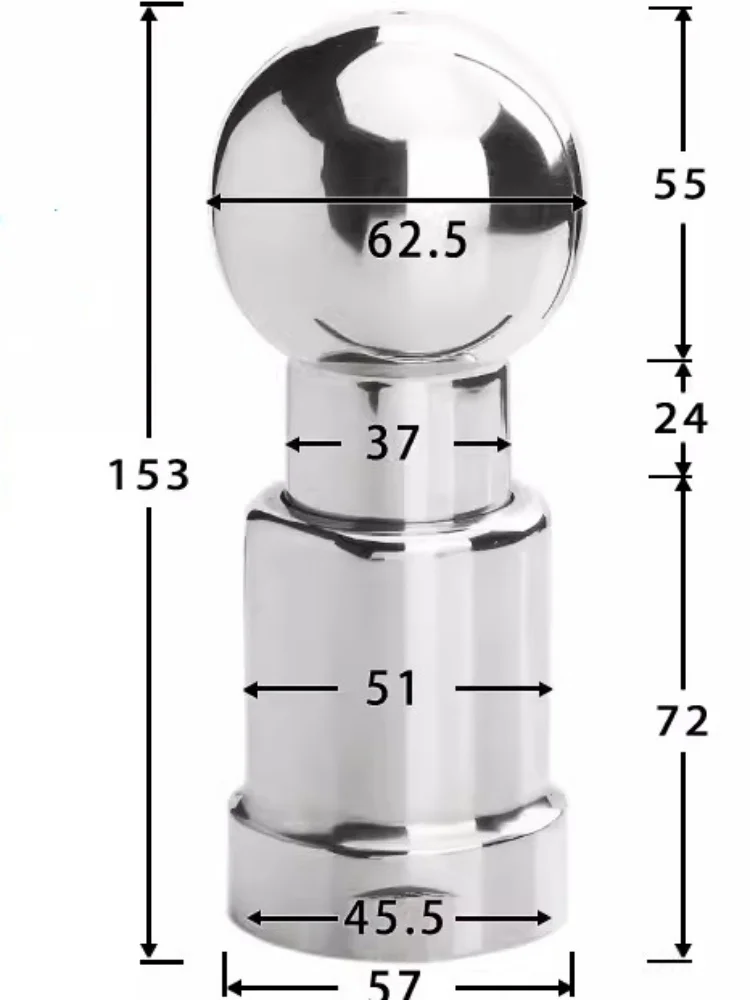 Ss304 tri clamp dn50 1.5 "Innengewinde tank rotierende cip sprüh kugel tri clover kompatible reinigungs kugel, rotierende reinigungs kugel