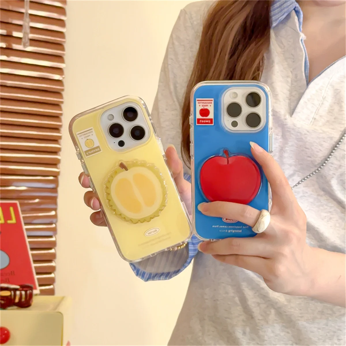 

Korean Ins Splash ink Cute Durian Fruit Phone Case For iPhone 16 Pro 14 15 13 12 Pro Max Cover Shockproof Protective Cases Funda
