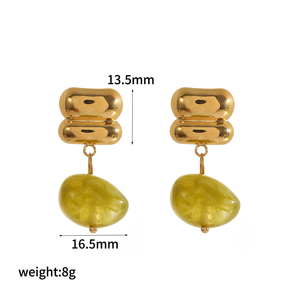 Retro-Ohrringe mit geometrischem Muster aus Kunstharz für Damen, 18 Karat vergoldete Edelstahl-Ohrringe, schlichter Modeschmuck, Geschenk für Mädchen. – Detail 7