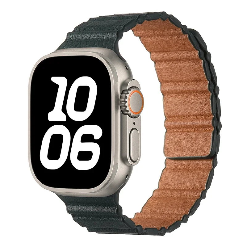 Skórzany pasek do Apple Watch Band 40mm 41mm 42mm 44mm 45mm 49mm Bransoleta magnetyczna iWatch Ultar 2 3 6 7 8 9 SE 10 42mm 46mm