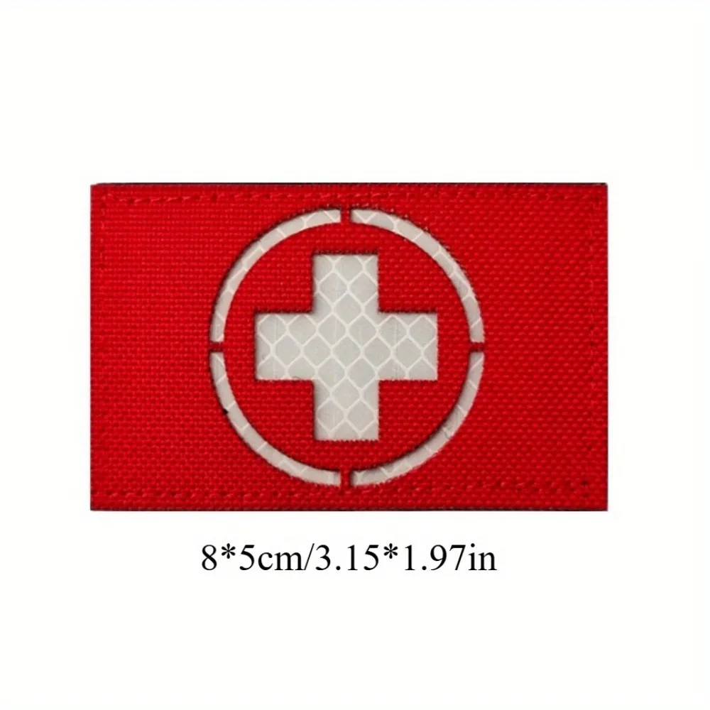 Cross Badge Hook&Loop IR Infrared Reflective Red Cross Cloth Patch First Aid Logo Nylon Backpack Decorative Patch