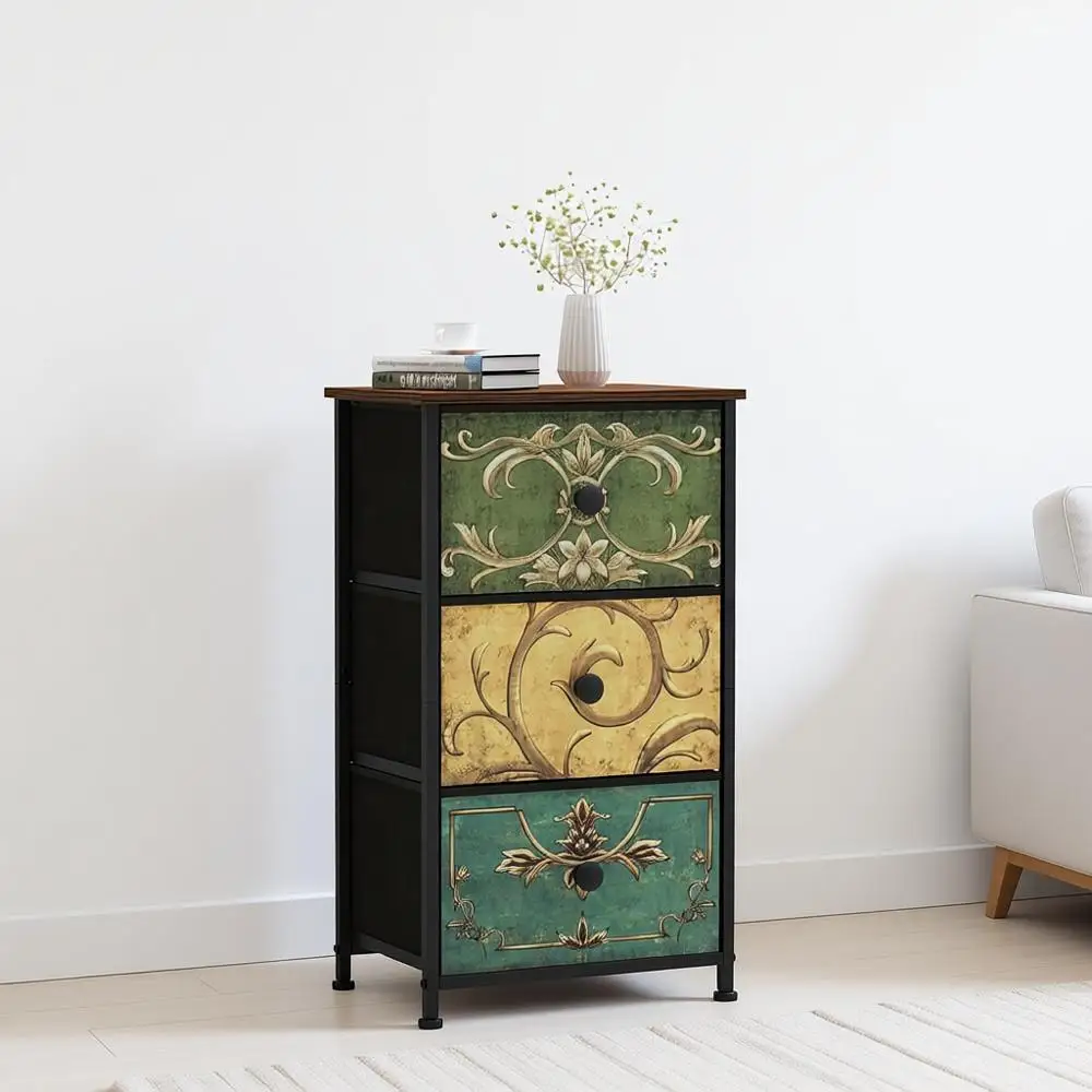 

Bedroom with Retro Drawers, Slim Chest, Skinny Nightstand, Soa End Table, Living Room Entryway Closet Storage (Multi, 3 Drawers)