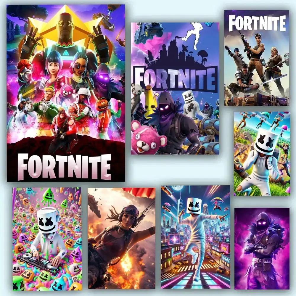 Game-F-F-Fortnites Poster, selbstklebend, wasserfest, ideal für Wohnzimmer, Schlafzimmer, Bar-Dekoration