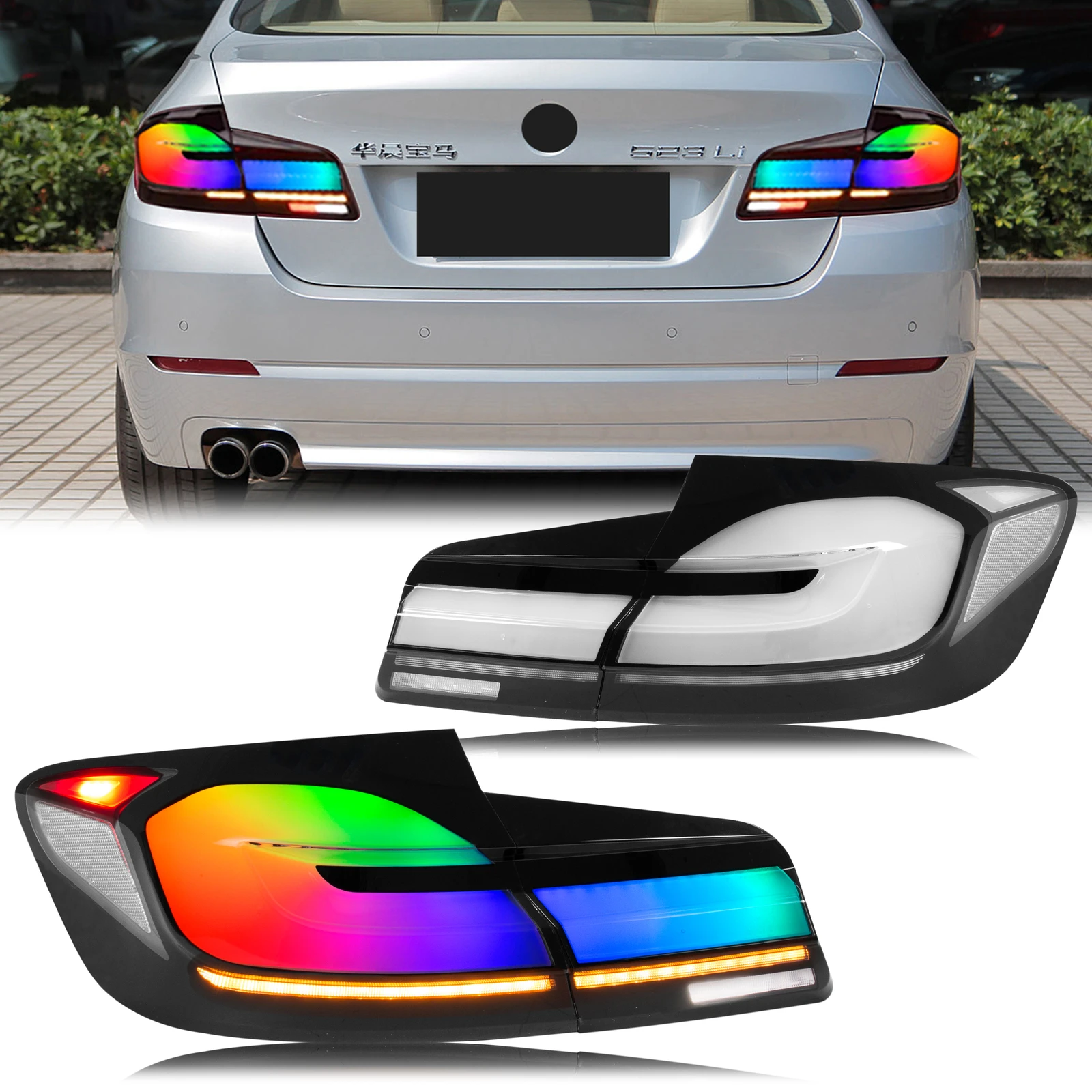 

Светодиодные задние фонари RGB в сборе для BMW F10 M5 5-Series седан 2009-2016, последовательный поворотник, динамическая анимация, задние фонари в сборе