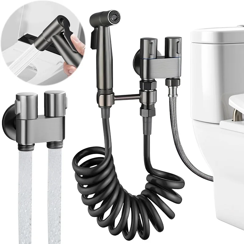 High Pressure Hand-held Toilet Spray Set Stainless Steel Dual-mode Nozzle Is Suitable For Bathroom Cleaning And Toilet Flushing