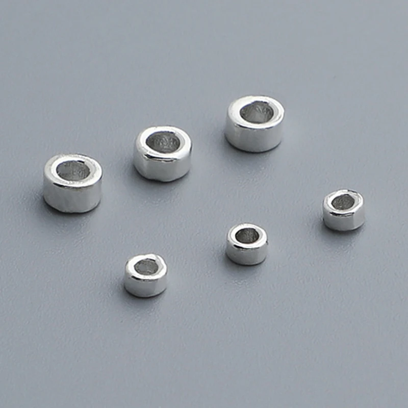 5pcs/Lot 925 Sterling Silver Glossy Small Wheel Beads 2.5/3.5mm Crystal/Pearls Bracelets Bangles Silver Spacer DIY Jewelry Gifts