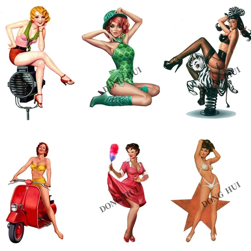 

Retro Girl Stickers Karaoke Bar Decoration Wall Stickers Waifu Vinyl Dirt Bike Motorcycle Refrigerator Laptop Decal PVC