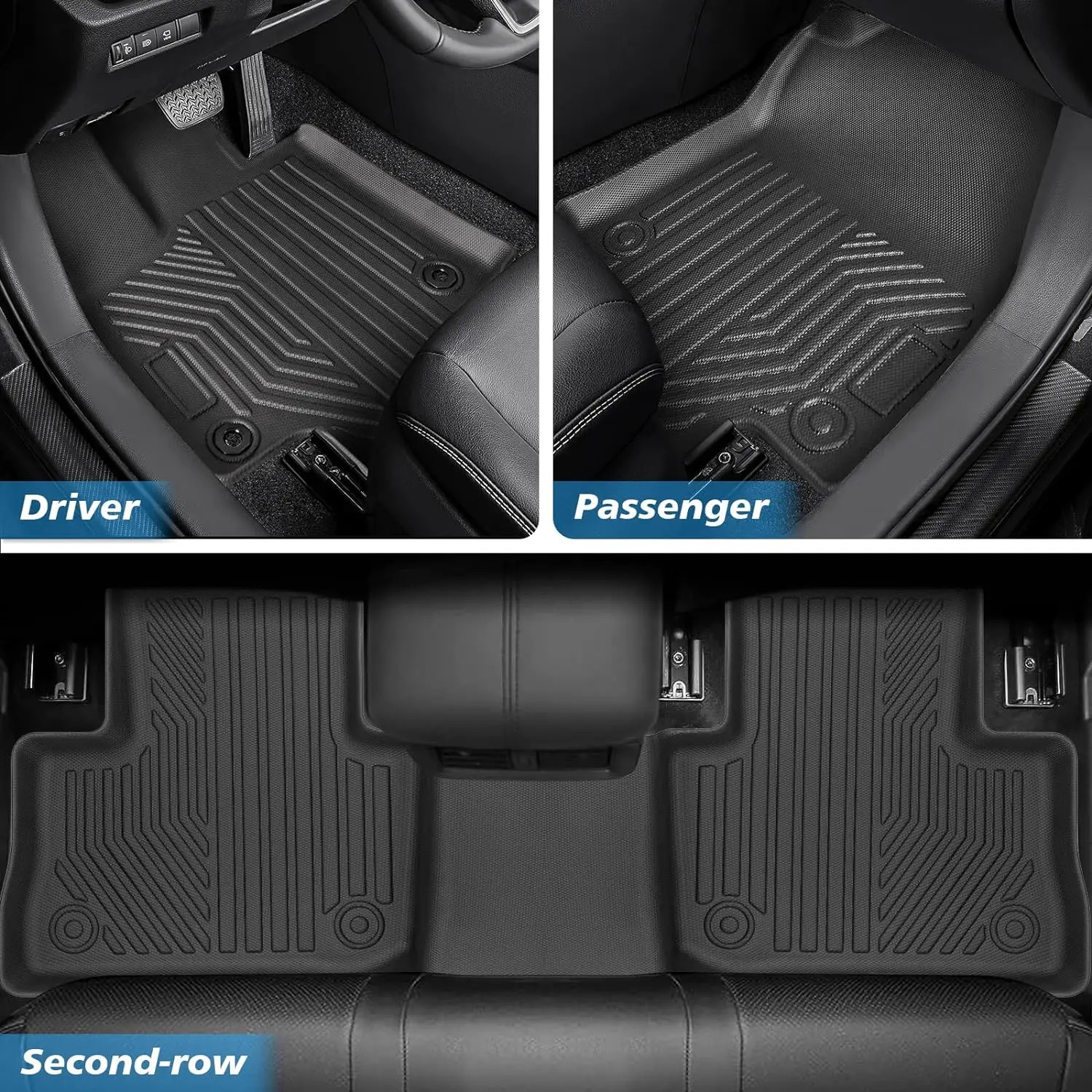 Car Floor Mats For Toyota Rav4 2024 2023 2022 2021 2020, All-Weather Waterproof Anti Resistant Trunk Backrest Mats Protector