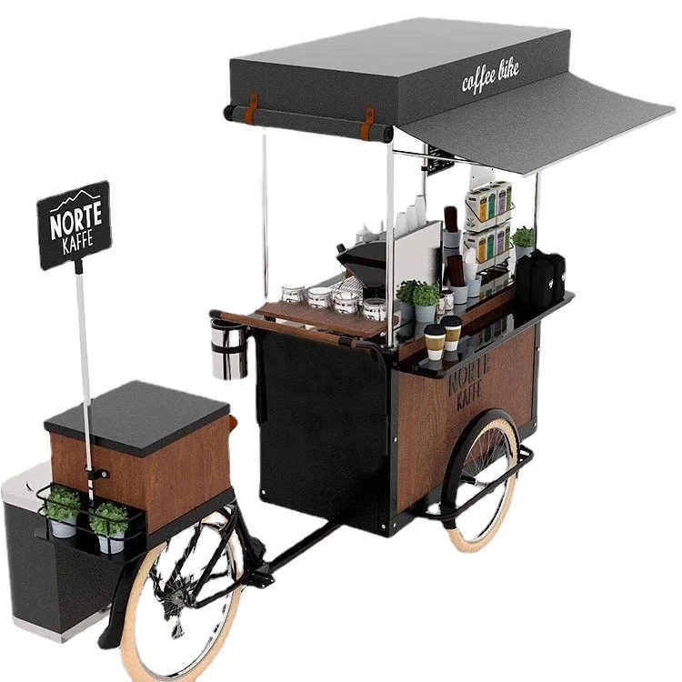 Outdoor inverted tricycle inverted donkey night market movable dining car barbecue snacks milk tea golden street coffee cart view 4