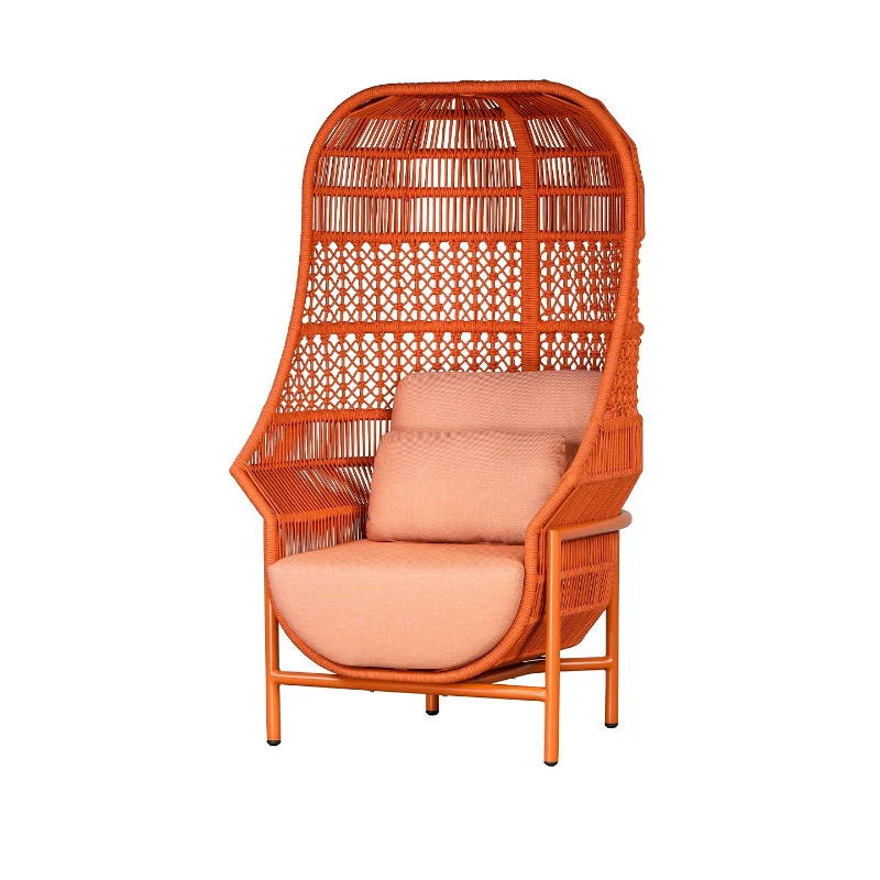 Outdoor courtyard high-back rattan chair weathering waterproof single eggshell sofa