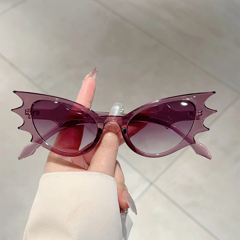 Gm lumias óculos de sol em forma de asa de morcego, nova moda, cor doce, decoração, óculos de sol da moda, design de marca de luxo, gradiente rave