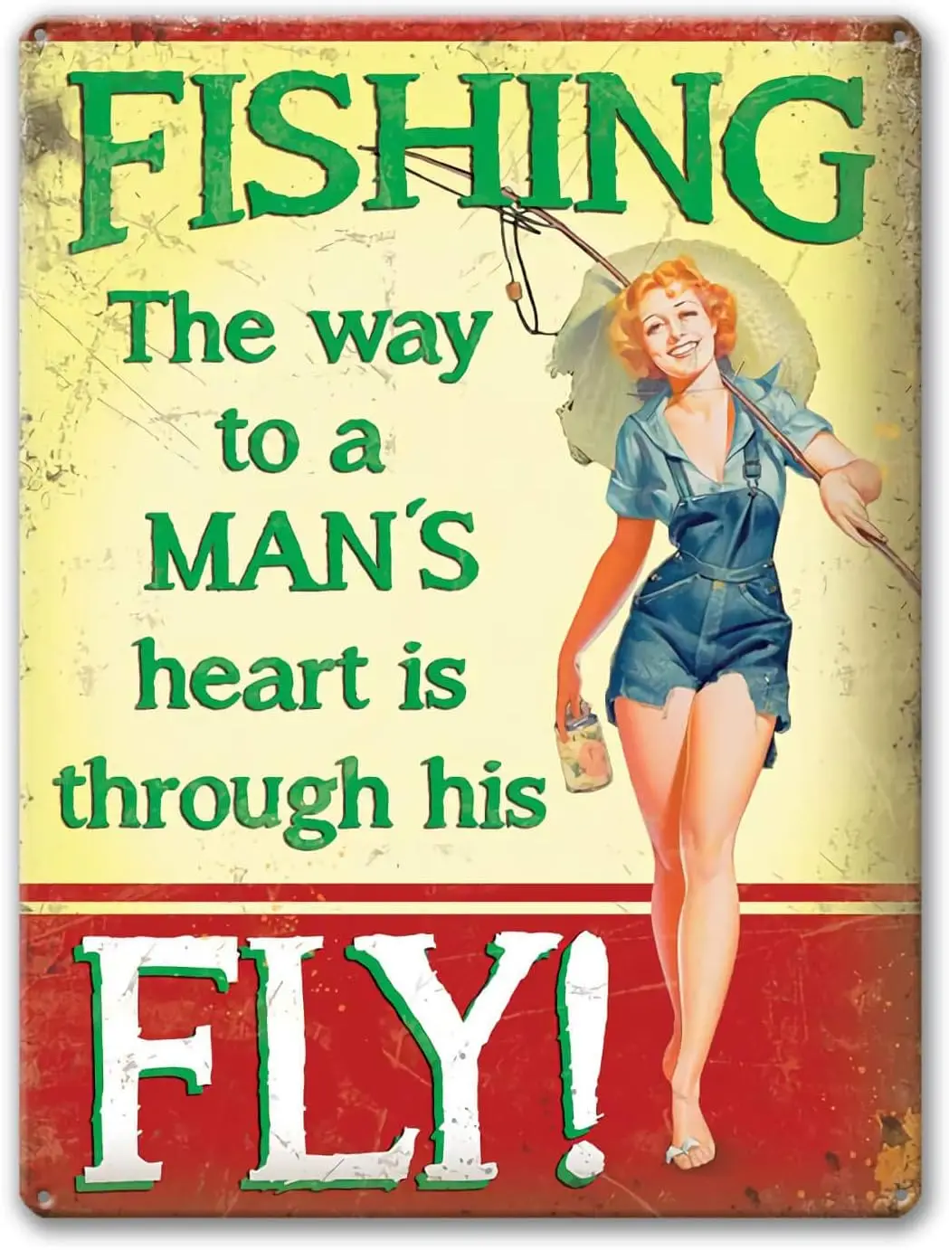 Metal Vintage Funny Quote Signs Fishing The Way To A Mans Heart Mancave Bar Garage Office Coffe Room Humor Tin Sign Home Kitchen