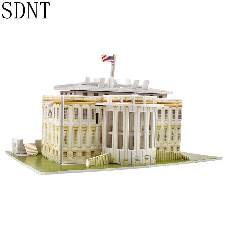 White House 3D Puzzle Model Building Kits Toy Places of Interest Educational Handmade Assembling Puzzles Toys Study Hobbies