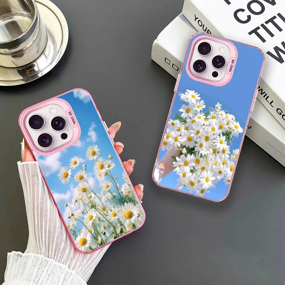 

Чехол для телефона Little Daisy для iPhone 16,15,14,13,12,11, Mini, Pro,MAX, розовый матовый противоударный чехол
