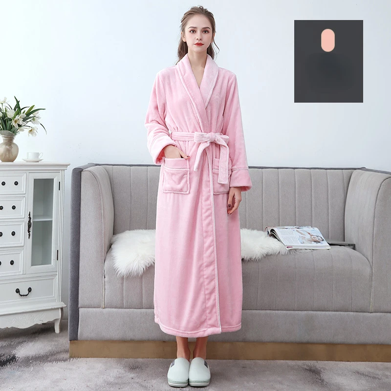 Autumn Winter Long Nightgown Robe Warmth Couple Pajamas Plus Size Loose Free Shipping Sleep Top Flannel Bathrobe Keep Warm New