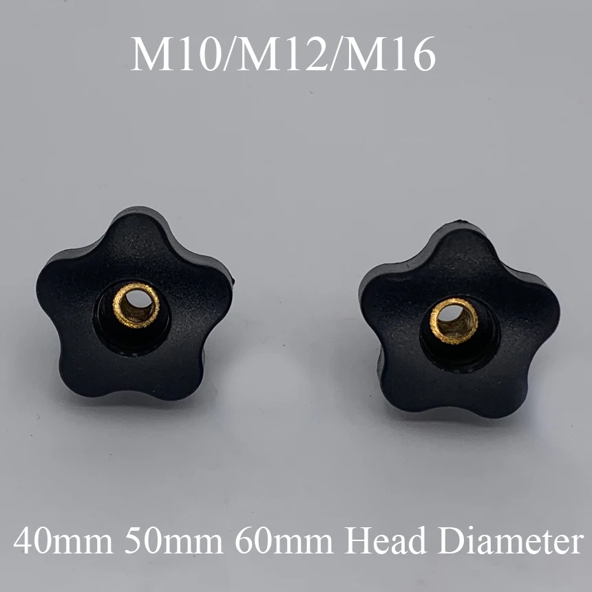 

M10 M12 M16 Female Thread 40mm 50mm 65mm Head Diameter Torx Five Star Screw On Through Hole Grip Handle Clamping Knob Thumb Nut