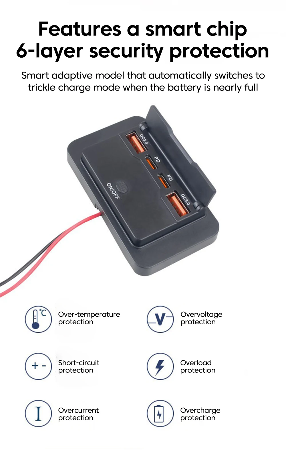 4-Port PD QC3.0 Auto-USB-Ladebuchse 12V 24V Digital-Voltmeter Schnelllade-Steckdose mit Schalter für Fahrzeug, Wohnmobil, Boot – Detail 7