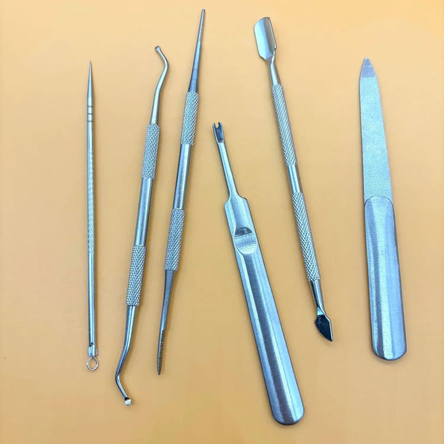 Set van 6 roestvrijstalen ingegroeide pedicure-teennagelgereedschapsset met vijl en lifters voor behandeling van ingegroeide en dikke nagels, nagelverzorging