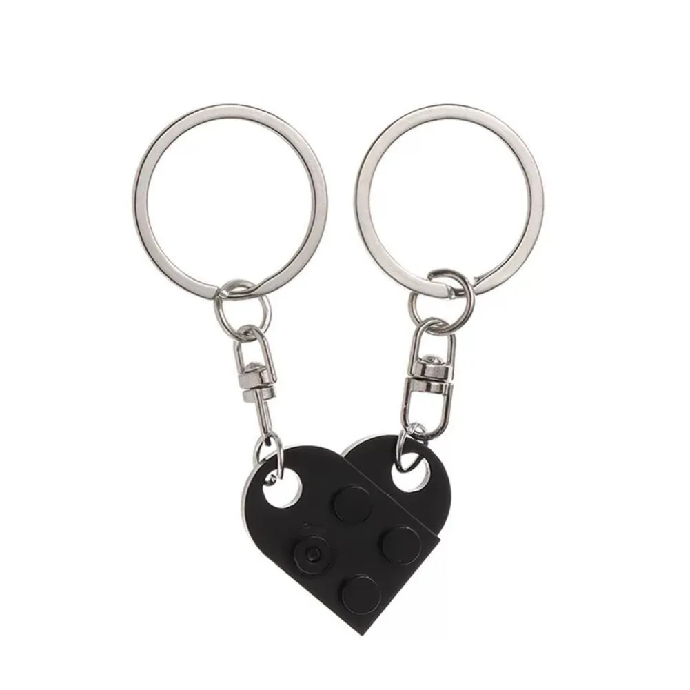 10 Pairs DIY Love-shaped Building Blocks Bricks Keychain Separable Peach Love Heart Accessories Couples Friendship Jewelry Gifts