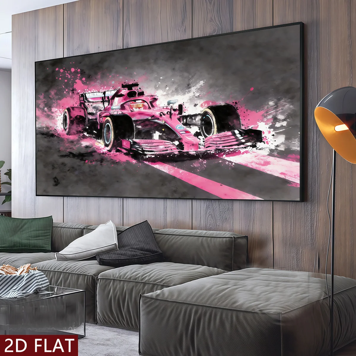 1pc Pink Racing Car Speed Splash Posters Abstract Canvas Prints Wall Art for Living Room Bedroom Modern Unframed Home Decor