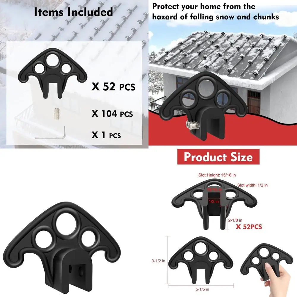

Snow Guards for Metal Roofs, 52 Pack, Under 1/2 Inch Seam Width, Set Screws Included