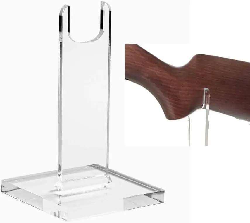 Clear Rifle Display Stand - Single Unit for Angled or Straight Guns, Multiple Sizes (6 Inch)