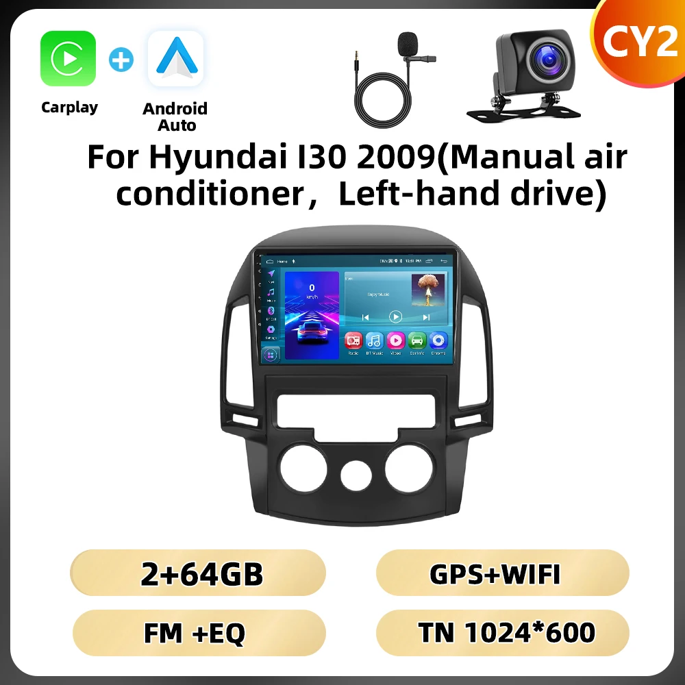 Podofo 8 + 128G 2din Autoradio Voor Hyundai I30 2009 Multimediaspeler 8Core Wifi Gps Carplay Android Auto Dsp Bluetooth Auto Audio