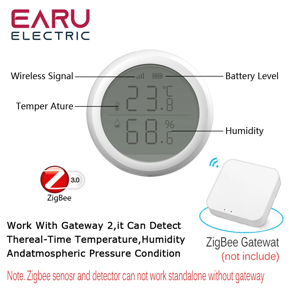 Zigbee-温度および湿度センサー,LEDディスプレイ,スマートホーム,Tuya,GoogleアシスタントおよびTuyaZigbeeハブと互換性があります