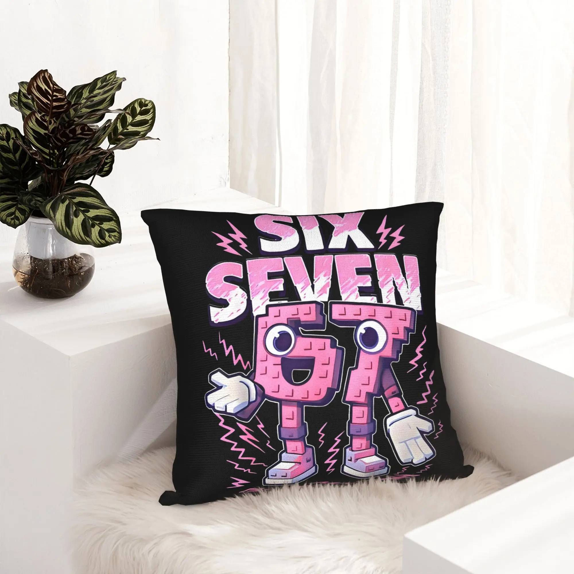 Nordic Style 67 Six Seven  Cushion Covers 45x45cm Velvet Italian Cartoon Throw Pillow for Car Square Pillowcase Decoration