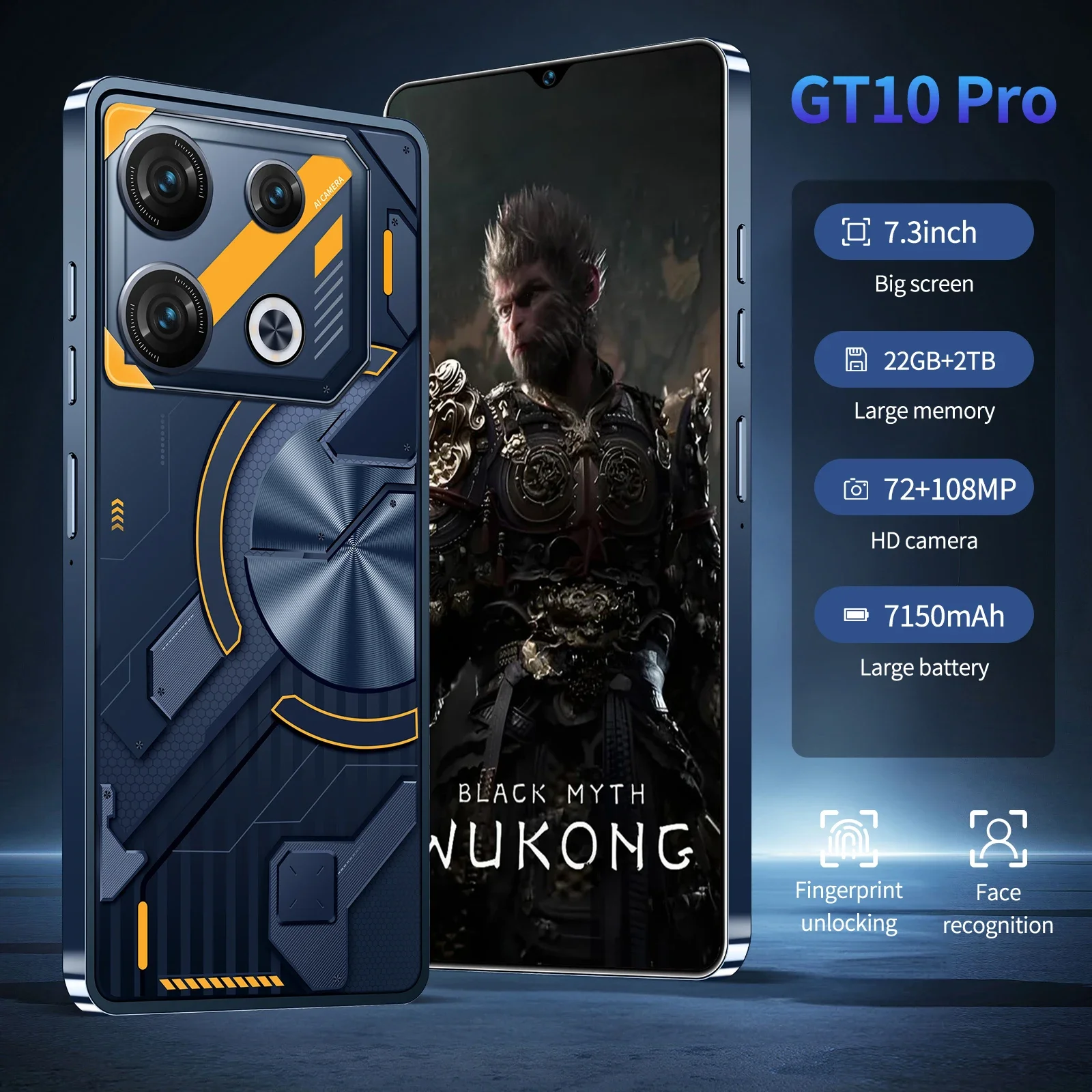 

2024 Original GT10 Pro Smartphone Global Edition 5G Snapdragon 8 Gen 3 7.3-Inch HD 7150mAh Phone 72+108MP Dual SIM Android 13