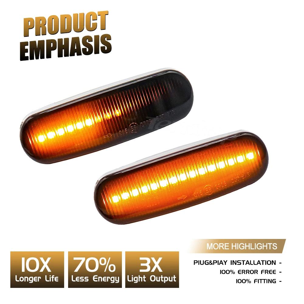 2x Dynamic  Repeater Lamp LED Turn Signal Side Marker Light For Fiat Panda Grande Punto Inkl Evo Doblo Fiorino Linea Idea Lancia