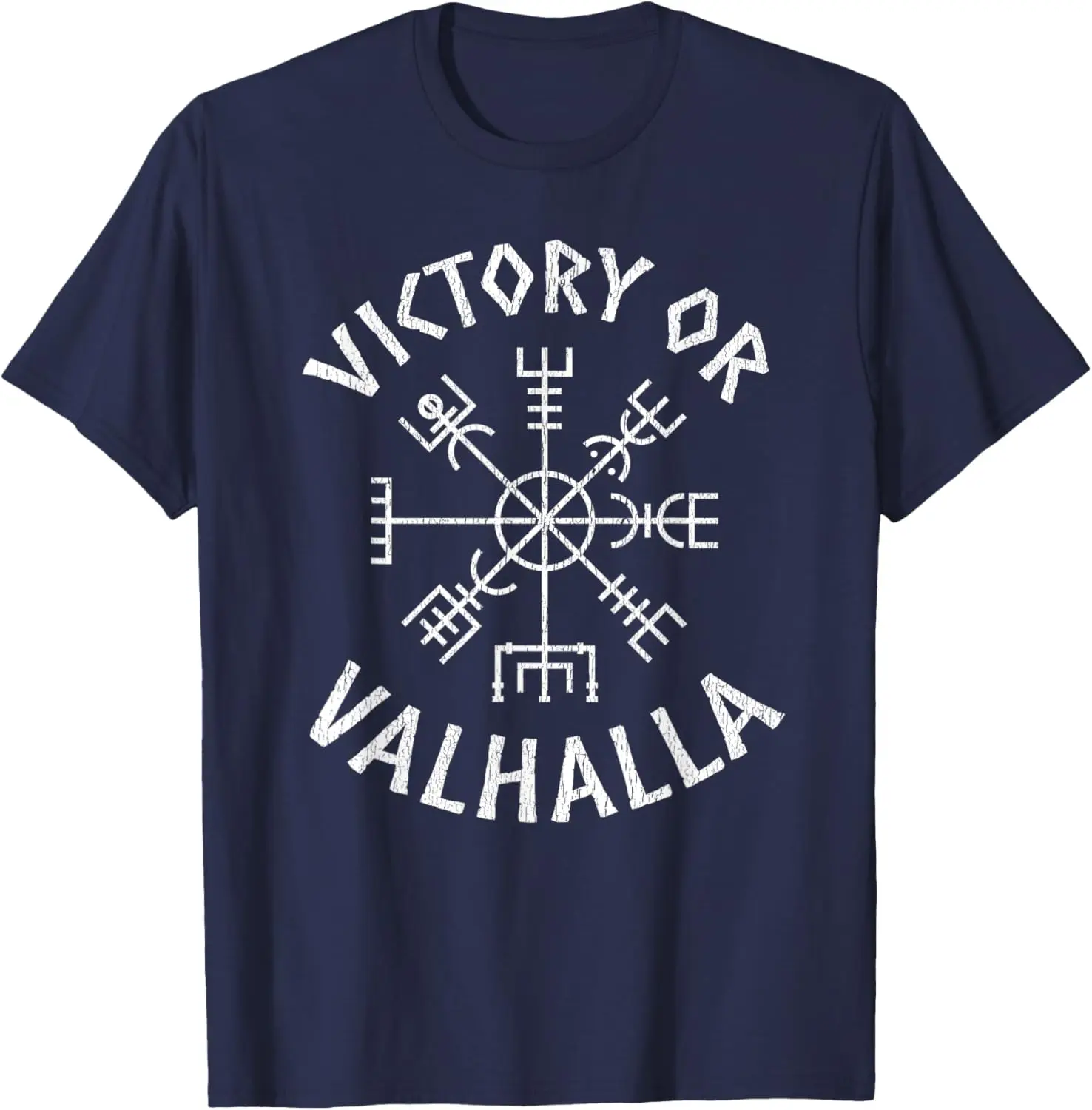 Victory or Valhalla Norse Myth Compass Vegvisir Rune T-Shirt 100% Cotton O-Neck Short Sleeve Summer Casual Mens T-shirt