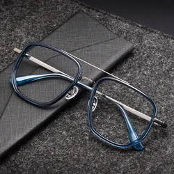 Pure Titanium Glasses Frame Optical Eyewear for Men Full Rim Square Full Rim Prescription Eyeglasses with Recipe Spectacles