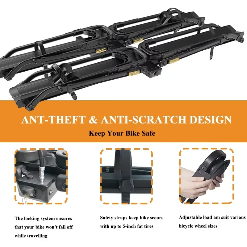 OEM Best Price E-bike Rear Bike Rack for Car Hitch Trailer Mounted 1-2 Bicycle Ebike Luggage Carrier for Truck SUV Minivans view 3