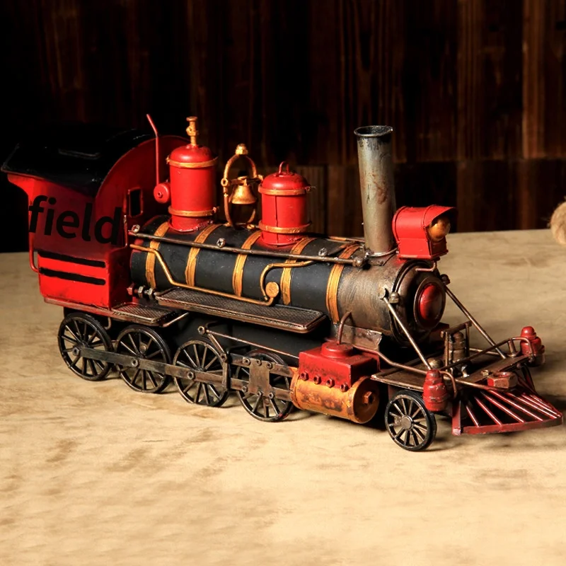 Handcrafted iron train ornament inspired by classic American diner aesthetics ideal for café entrances restaurant tabletops or v