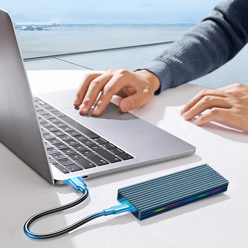Boîtier mobile de boîtier de clé SSD de M.2 M 10Gbps/5Gbps USB-C l'alliage d'aluminium de cas avec la lumière de RVB-bleu marine