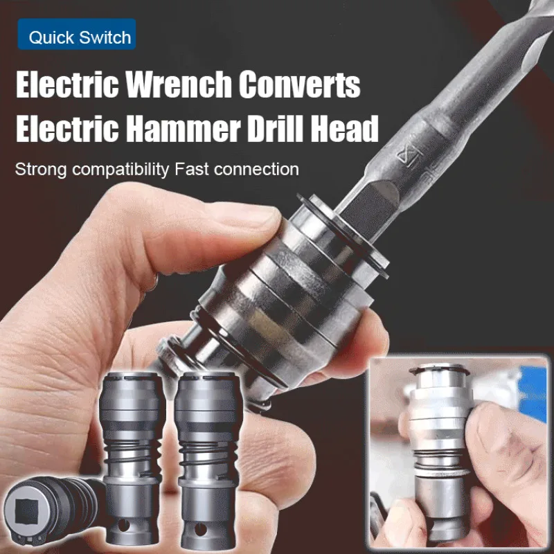 Rechargeable Multifunction Electric Wrench Portable Fourhole Conversion Head Electric Hammer Conversion Adapter for Drill Holes