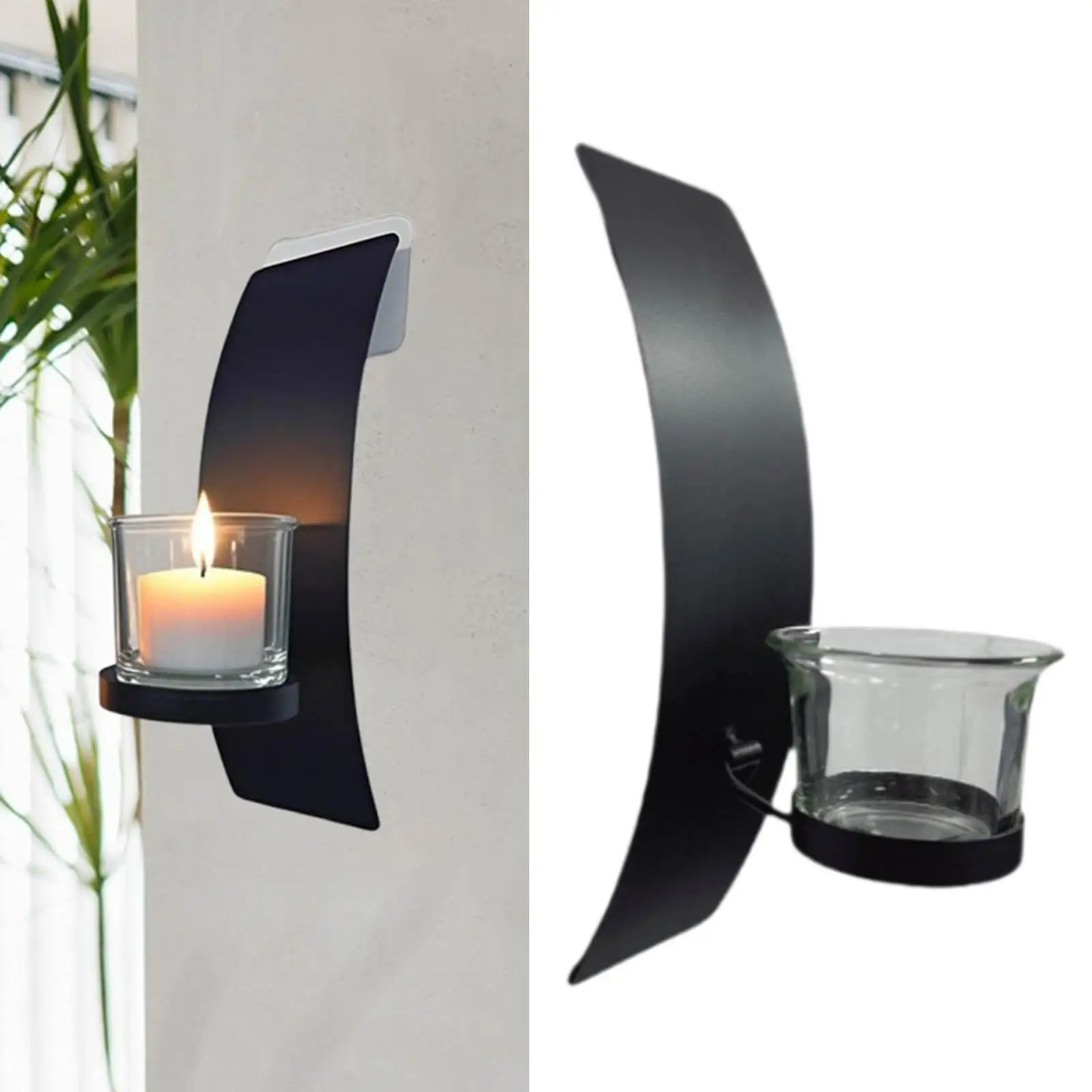 Modern Iron Wall Mounted Candle Holder Durable Candle Sconce Glass Cup Home Decoration Vintage Style
