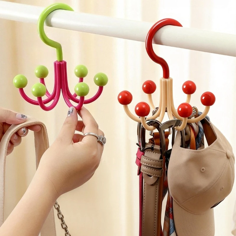 Six Claw Hanger 360° Rotatable Clothing Organizers Movable Drying Clothes Hangers Portable Multifunctional Closet Organizer