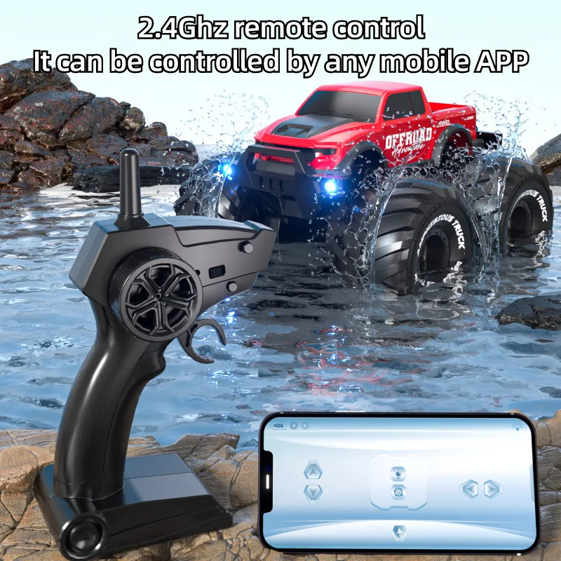 Nuevo vehículo anfibio de Control remoto 1:18, vehículo todoterreno con tracción en las cuatro ruedas, coches Rc, camión monstruo anfibio, regalo de alta gama