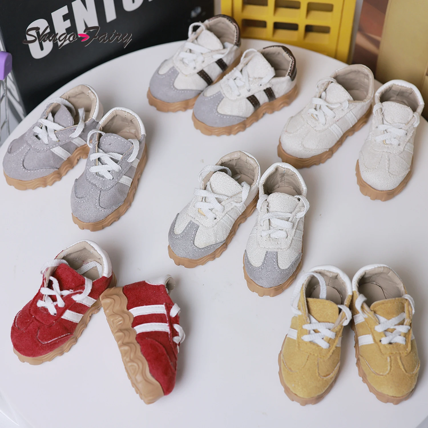 ShugaFairy 1/4 BJD Athletic Shoes Classic Retro Platform Sneakers Compatible with Luts Feet WX4-401 Premium Doll Shoe Collection