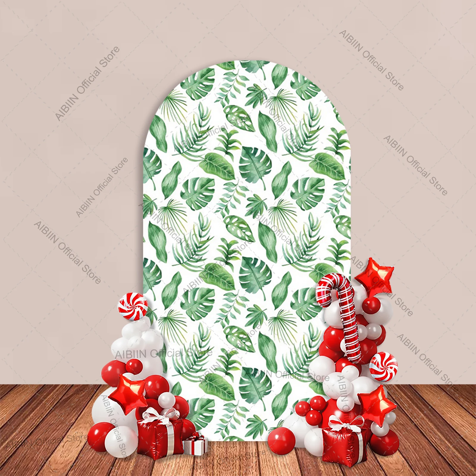 Wild One Happy Birthday Arch Backdrop Cover Jungle Safari Animal Green Leaves Lion Zebra Giraffe Boy Cake Party Decor Background view 4