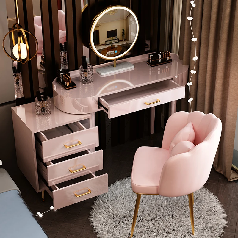 Salon Organiser Vanity Tables Tray Minimalist Nordic Luxury Vanity Tables Drawer Mirror Kawaii Coiffeuse Bedroom Furniture