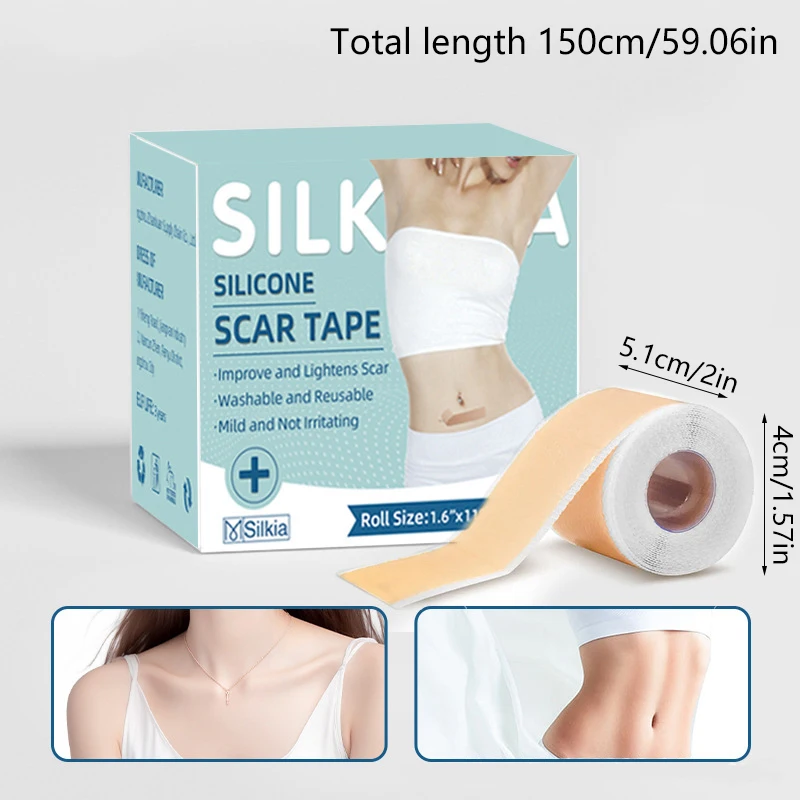 1 Roll  Grade Silicone Scar Tape Painless Reusable Surgical Scar Repair Soft Silicone Patch