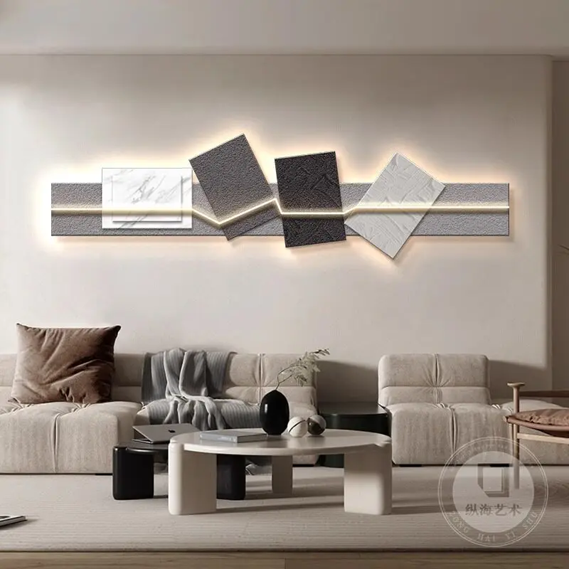 &*Q room decoration painting abstract Italian minimalist sofa background wall hanging painting three-dimensional sandstone